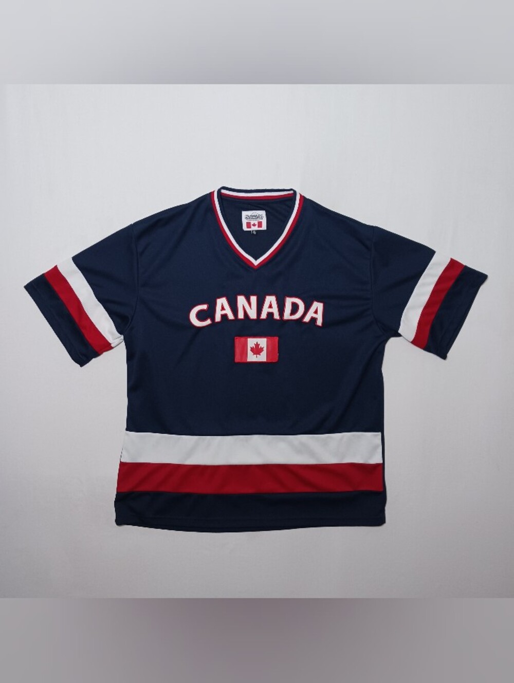 Snowcap Canada Mens Hockey Jersey XXL Navy Blue Red V Neck
